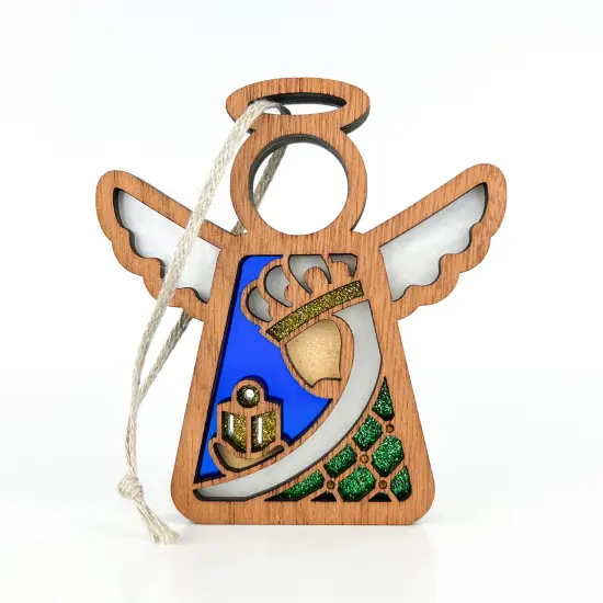 3.5" (H) Christmas Nativity Green Wise Man Ornament - Handcrafted in Texas - Mother's Angels&reg; Christmas Angel Wings Figurine {1}