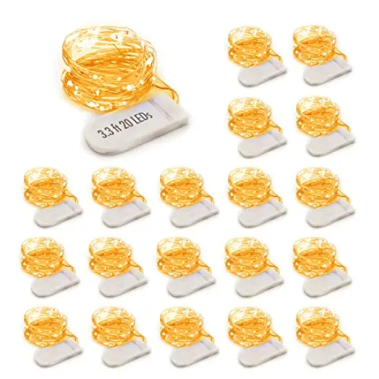 20 Pack LED Fairy Lights Battery Operated String Lights 3.3ft 20 Mini Fairy Lights Battery Powered Party Wedding Centerpiece Decorations Crafts Mason Jar Lights Firefly Lights, Warm White {2}