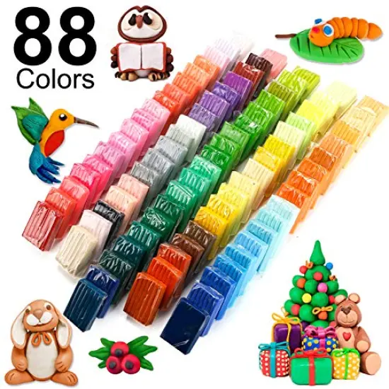 88 Colors Polymer Clay , Modeling Clay for Kids DIY Starter Kits, Oven Baked Model Clay with Sculpting Tools, Non-Toxic, Non-Sticky, Ideal Gift for Children and Artists {6}