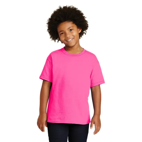 RADYAN&reg; Youth Crew Neck Short Sleeve T-Shirt Safety pink {1}