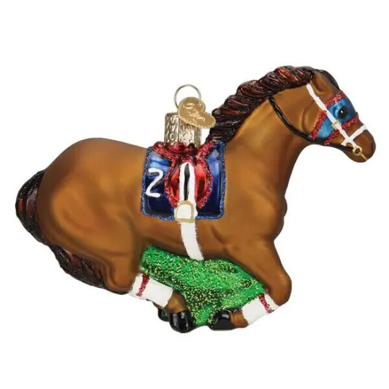 Racehorse Glass Ornament with Box {2}