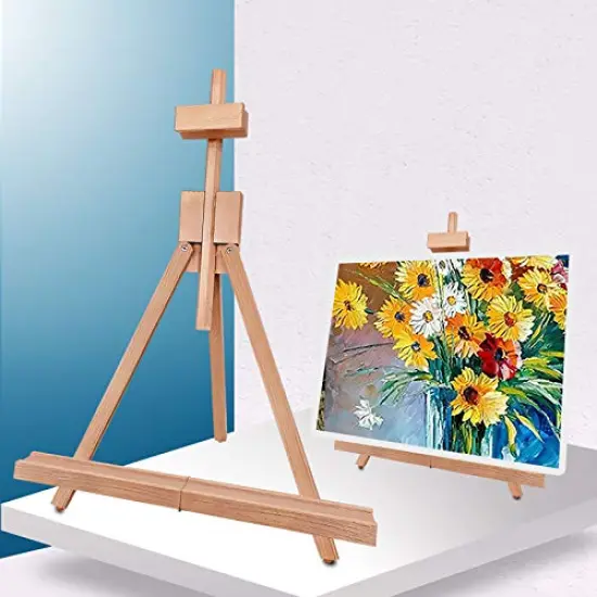 Painting Easel, Folding Wooden Tabletop Easel Stand Holds Highest to 21" Canvas, Portable Desktop Easel Suitable for Artists, Beginners, Students {2}