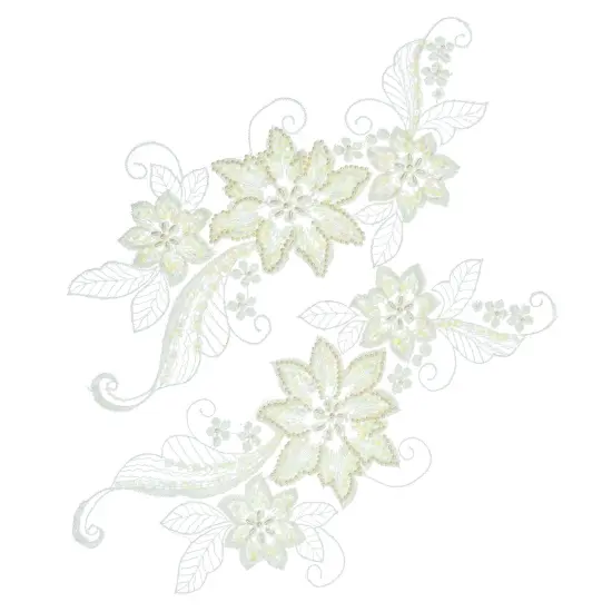 Vintage Flower Cluster Bridal Applique/Patch Pack of 2 Ivory {1}