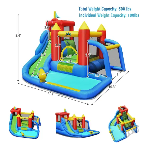 Inflatable Bounce House Splash Pool with Water Climb Slide {5}