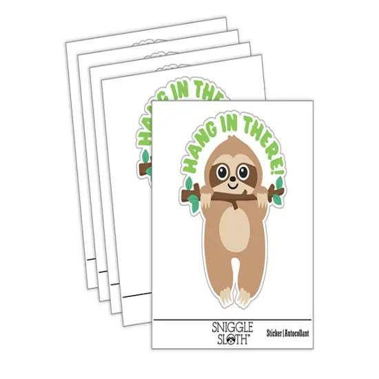 Hang in There Sweet Sloth Waterproof Vinyl Phone Tablet Laptop Water Bottle Sticker Set - 5 Pack {2}
