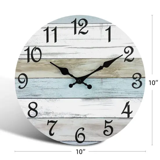 Wall Clock Silent Non Ticking Battery Operated, Rustic Coastal Country Clock Decorative for Bathroom Kitchen Bedroom Living Room(10 Inch) {6}