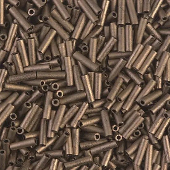 Miyuki 6mm Bugle Beads, Matte Metallic Dark Bronze, BGL2-2006, 17 grams {1}