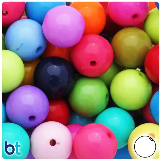 BeadTin Mixed Opaque 20mm Round Plastic Craft Beads (75pcs) {1}
