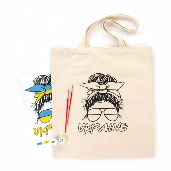 ROSATalent: Eco-Friendly Cotton Ecobag Coloring Kit &ndash; Ukraine Design (220 GSM, 38x42 cm) {1}