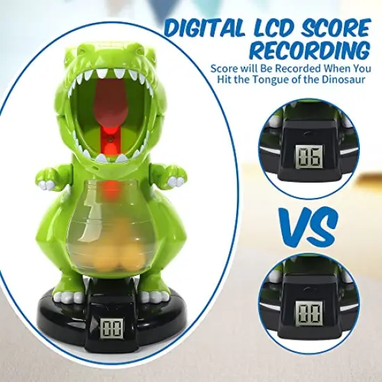 Dinosaur Shooting Toys for Boys 5 6 7 8 9 Years Old, Electronic Kids Target Games w/ Air Pump Gun, LCD Score Record, Sound, 24 Foam Balls, Birthday Party Favor,Christmas Gifts for Toddlers {4}