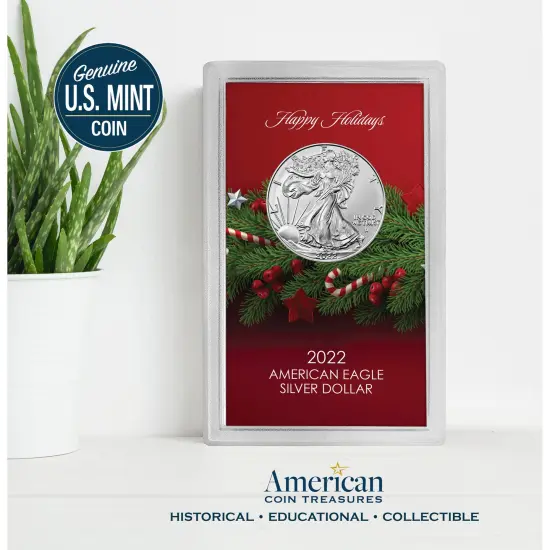 Happy Holidays American Eagle Silver Dollar Coin {3}