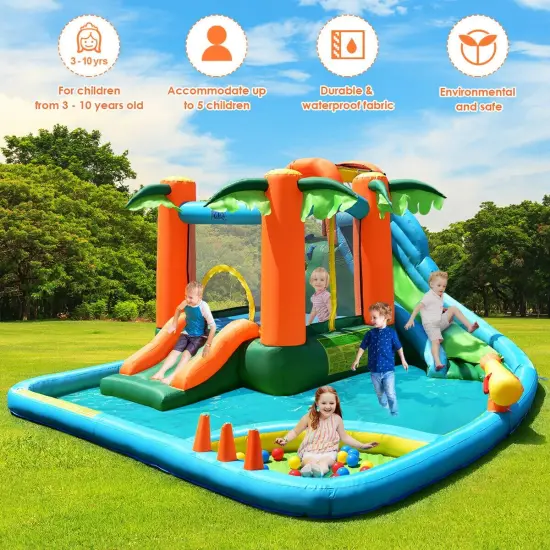 7 in1 Inflatable Slide Bouncer with Two Slides {3}