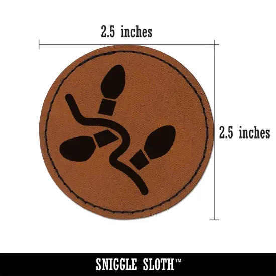 String Christmas Xmas Lights Bulbs Round Iron-On Engraved Faux Leather Patch Applique - 2.5" Brown {3}