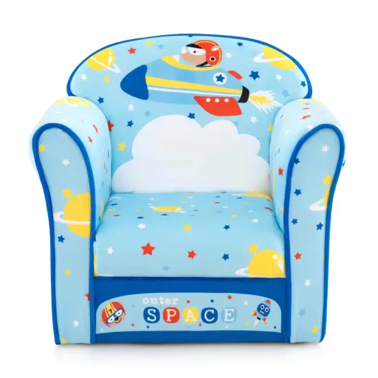 Costway Kid's Sofa Chair Toddler Upholstered Armchair Wooden Frame Children Couch Blue {1}