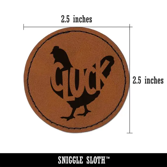 Chicken Hen Cluck Farm Animal Round Iron-On Engraved Faux Leather Patch Applique - 2.5" Brown {3}