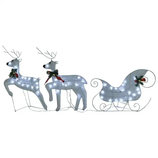 Reindeer & Sleigh Christmas Decoration 140 LEDs Outdoor White {1}