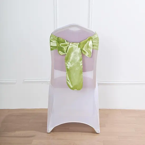 10Pcs Satin Chair Sashes for Wedding Reception Decor Apple green {4}