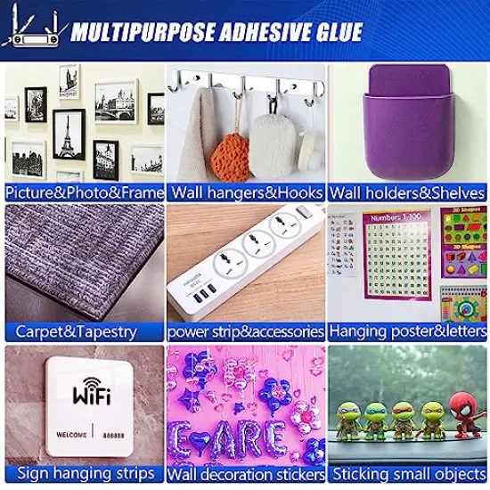 Strong Nano Double Sided Tape Heavy Duty Mounting,Clear Removable Sticky Adhesive Strips No Damage Wall, Waterproof Reusable Thick Gel Grip Washable for Hanging Picture,Poster,Carpet,Photo {6}