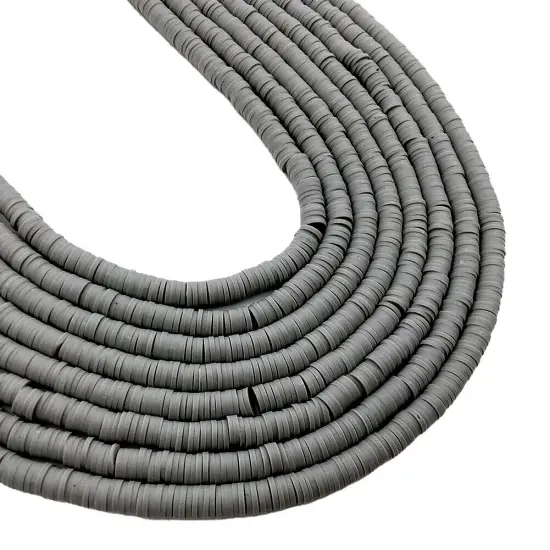 Kitcheniva 6mm Heishi Beads Clay Disc Flat Vinyl DIY Jewelry 10 Strands Dark gray {1}