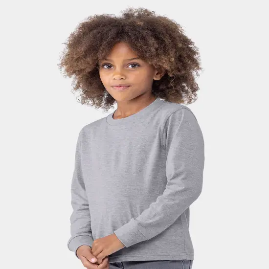 Next Level&reg; Youth Long Sleeve Cotton T-Shirt Heather grey {6}