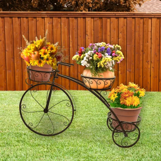 Sorbus Tricycle Plant Stand - Flower Pot Cart Holder - Ideal for Home, Garden, Patio {4}