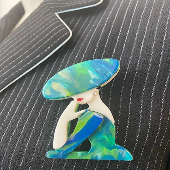 Wrapables Acrylic Fashion Brooch Pin for Sweaters, Coats, Scarves, and Bags, Elegant Lady {4}