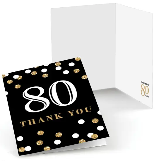 Big Dot of Happiness Adult 80th Birthday - Gold - Birthday Party Thank You Cards (8 count) {1}