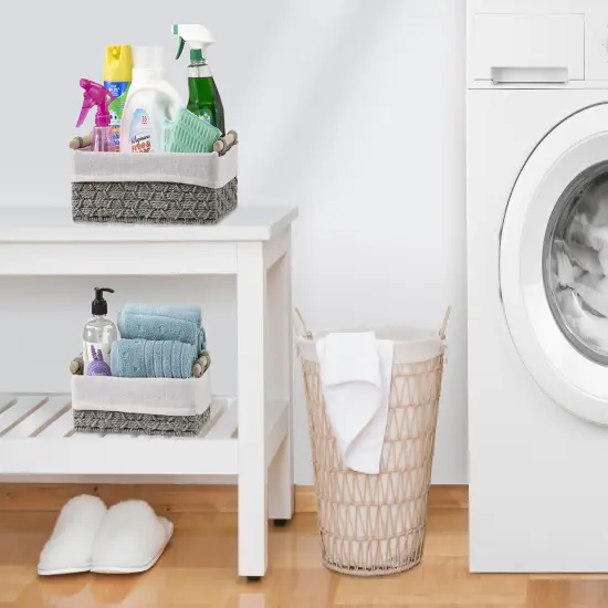 Sorbus Macrame Boho Storage Baskets - 2 Pack Gray {6}