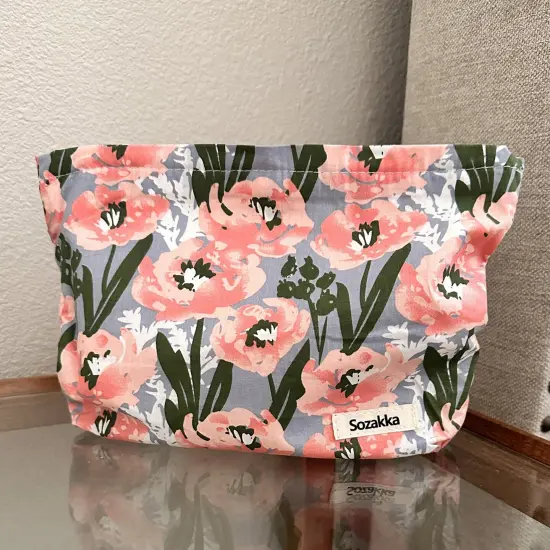 Wrapables Cosmetic Pouch, Makeup and Toiletry Travel Bag, Pink Flower {3}