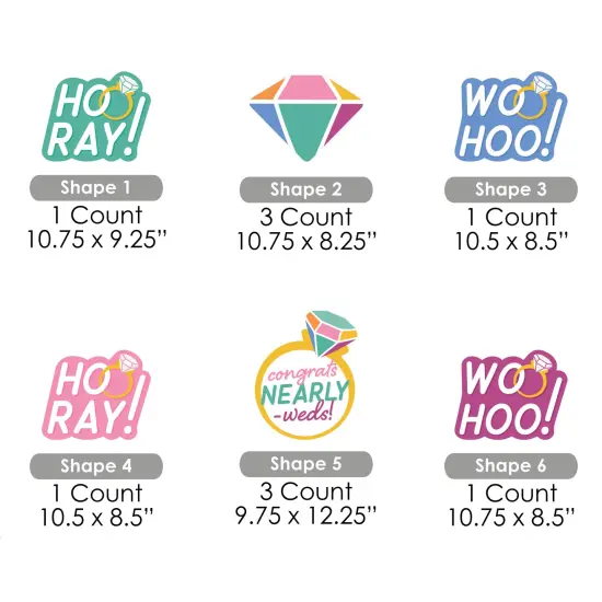 Big Dot of Happiness Just Engaged - Colorful - Diamond Ring Lawn Decorations - Outdoor Engagement Party Yard Decorations - 10 Piece {7}