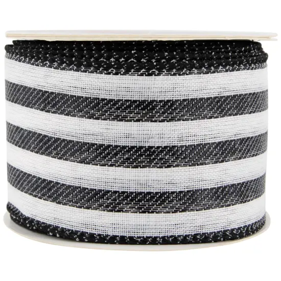 Northlight Striped Wired Craft Ribbon - 2.5" x 10 Yards - Black and White {5}