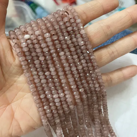 Kitcheniva 15.5" Faceted Jade Rondelle Beads 2x4mm Light coffee {1}