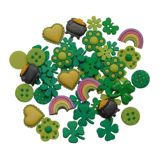 Buttons Galore St. Patrick's Day Buttons Galore 50 Piece Button Assortment &ndash; 50 Novelty Buttons for Crafts & Sewing &ndash; Shamrock, Rainbow, Pot of Gold, and Green Heart Designs {1}