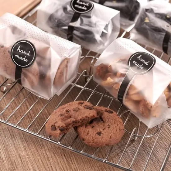 100 Pieces Cookie Bags for Gift Giving Cellophane Bags Treat Bags for Favors Mini Loaf,Bundt Cake,Hot Cocoa Bomb Packaging With Stickers(Black Dot) {6}