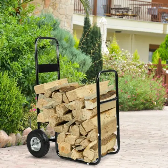 Rolling Firewood Carrier Wood Mover {2}