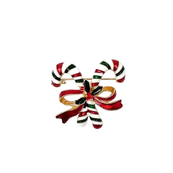 Wrapables Christmas Crystal Rhinestone Brooch Pin, Candy Canes {1}