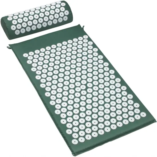 Sorbus Deluxe Acupressure Mat Pillow Combo Set - Relieves Your Stress of Lower Upper Back and Sciatic Pain (Green) {1}