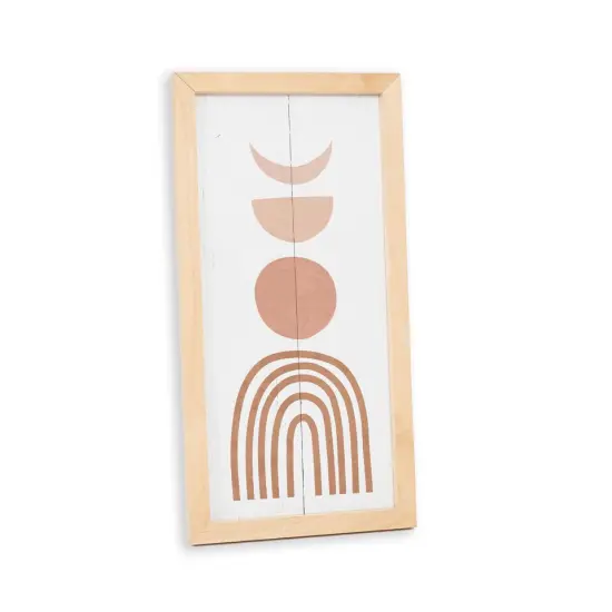 Natural Geometric Wall Art Wood Sign Framed Mid Century Decor . {1}