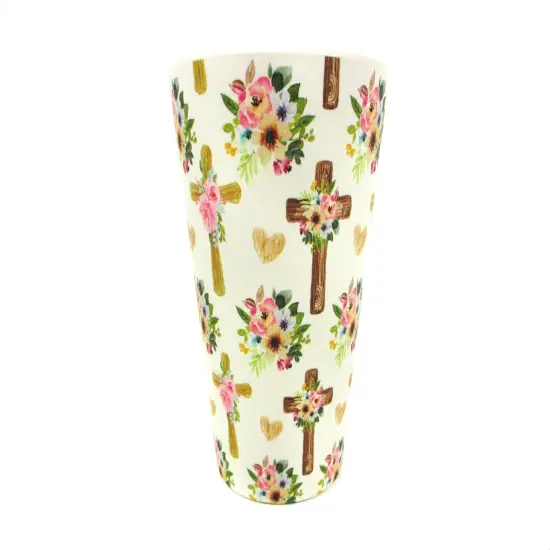 TINYMILLS Religious Floral Crosses Christian 14oz Travel Mug - Eco-Friendly Reusable Plant Fiber Travel Mug {3}