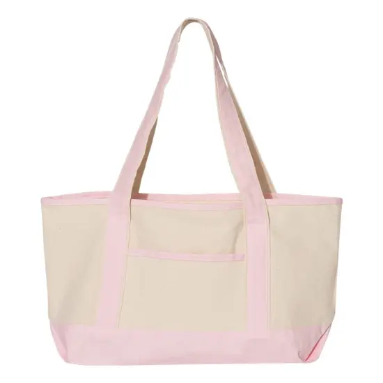 Q-Tees&reg; - 20L Small Deluxe Tote - Q12580 | 100% heavy cotton canvas Natural/ light pink {1}