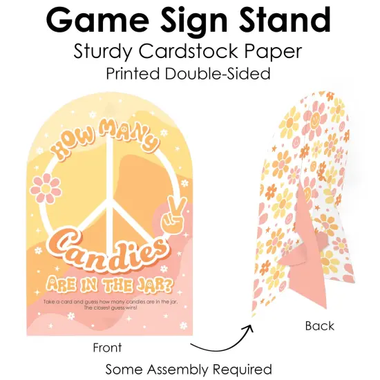 Big Dot of Happiness Stay Groovy - How Many Candies Boho Hippie Party Game - 1 Stand and 40 Cards - Candy Guessing Game {5}