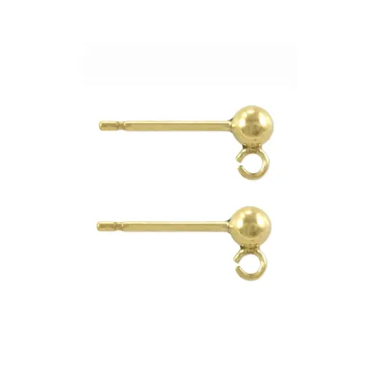 JewelrySupply Gold Filled 3mm Ball Post Earrings (1 Pair of Gold Filled Earrings) {1}