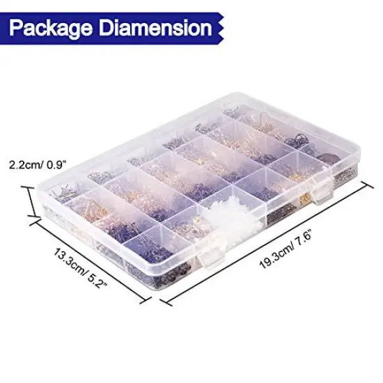 2880 Pieces Jewelry Making Findings Supplies Kit with Open Jump Rings, Lobster Clasps, Crimp Beads, Screw Eye Pins, Head Pins, Earing Hooks and Earing Backs {5}