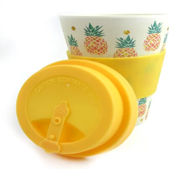 TINYMILLS Pineapple Hawaii Luau Travel Mug - Eco-Friendly Reusable Plant Fiber Travel Mug with Tropical Pineapple Design {2}