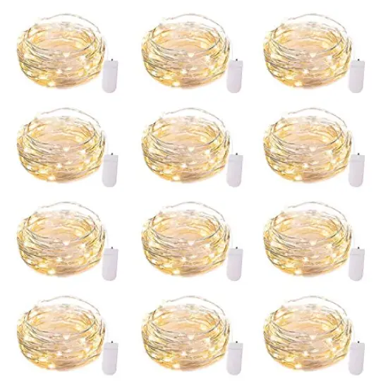 Brightown 12 Pack Led Fairy Lights Battery Operated String Lights Waterproof Silver Wire 7 Feet 20 Led Firefly Starry Moon Lights for DIY Wedding Party Bedroom Patio Christmas {1}