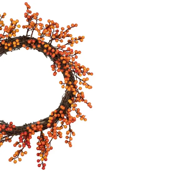 Northlight Artificial Berry Fall Harvest Twig Wreath - 18" Orange {4}