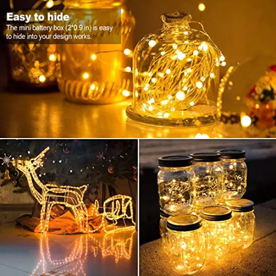YOEEN 20 Pack Fairy Lights Battery Operated 3.3ft 20 LED Mini String Lights Copper Wire Firefly Starry Lights for Mason Jars Wedding Centerpieces Party Christmas Decor, Warm White {5}