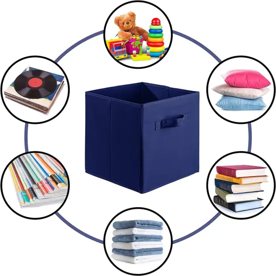 Sorbus Fabric Collapsible Cube Storage Bins Set (6 Pack) Royal Blue {5}