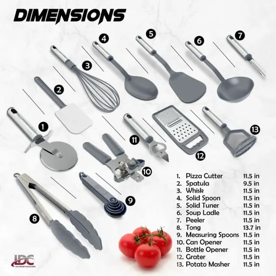Cooking Utensil Set Stainless Steel 23 Piece Kitchen Tools . Grey {3}