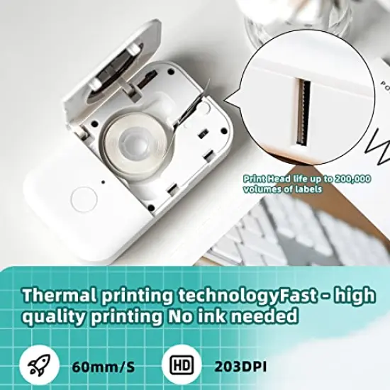 D30 Label Maker Machine with Tape, Bluetooth Thermal Mini Label Printer for Storage, Barcode, Mailing, Office Supplies, Home, Organizing Storage,Small Portable Sticker Maker, Green {4}